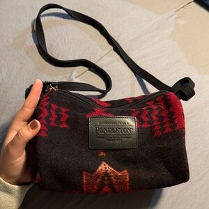 Red and Black Pendleton Wool Crossbody Southwestern Bag